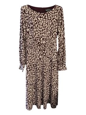 Jessica Howard Petite Women’s Long Sleeve Animal Print Midi Dress Size 8P